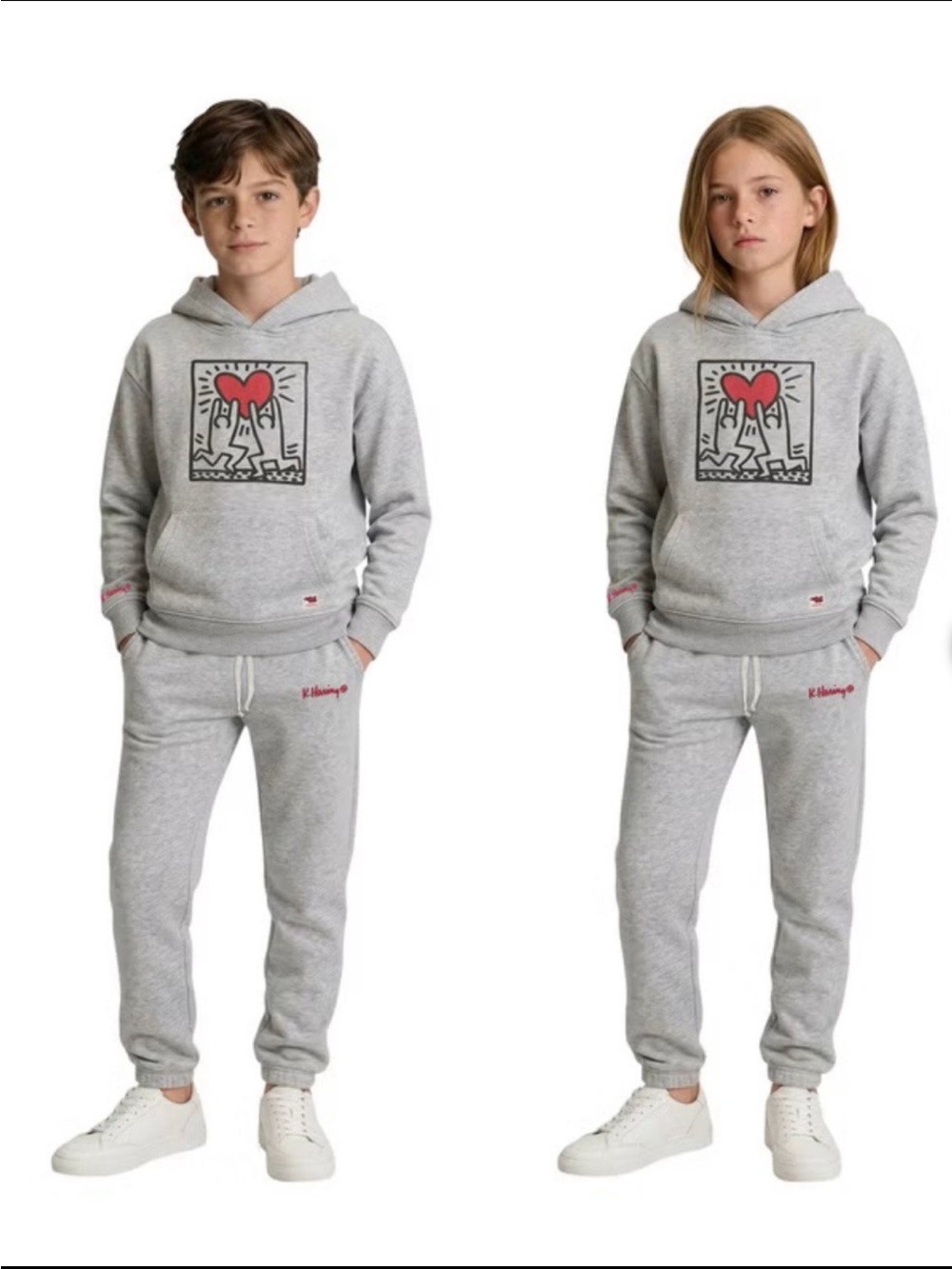 NWT Keith Haring Kids Gray Hoodie and Sweatpants 2pcs set